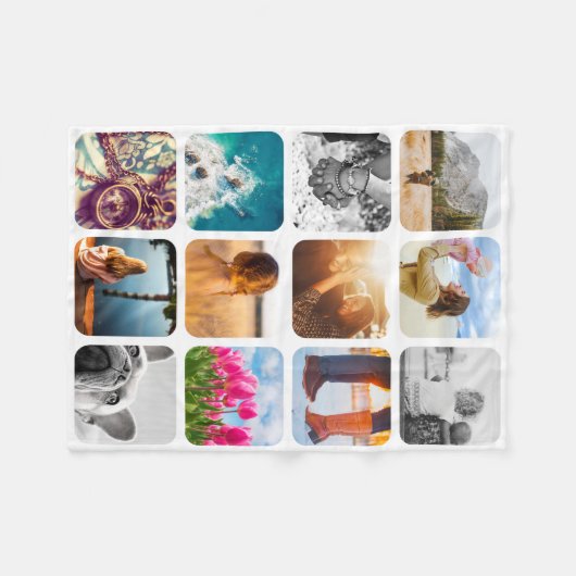 12 Foto Blanket Sjabloon Grid Witte Lijst Zacht Fleece Deken (Voorkant (Horizontaal))