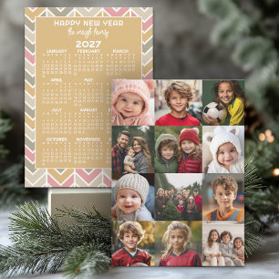 12 Foto Collage 2-zijdige Nieuwjaars Kalender Feestdagenkaart