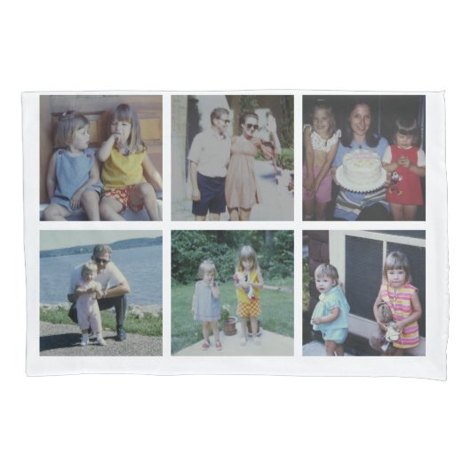 12 Foto Collage - 6 foto's per zijde - wit Kussensloop (Voorkant-Links)