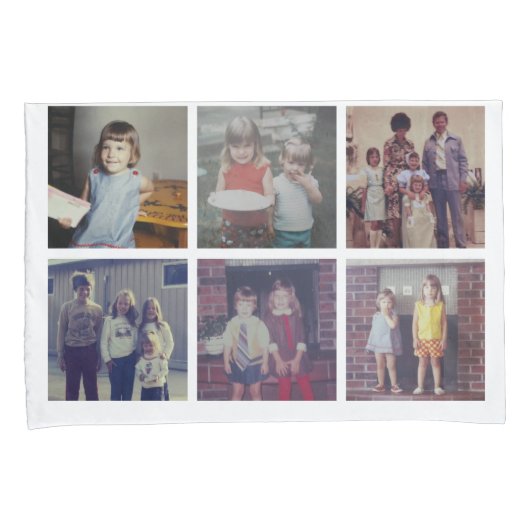 12 Foto Collage - 6 foto's per zijde - wit Kussensloop (Voorkant-Rechts)