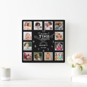 12 Foto Collage Afbeelding Lijst Familie Quote Zwa Vierkante Klok (Huis)