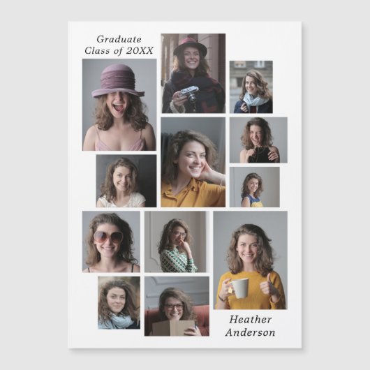 12 foto collage afstudeer magnetische kaart (Voorkant)