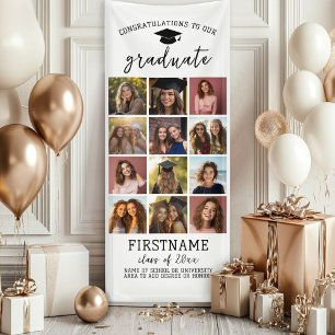 12 Foto Collage Afstuderen Modern Minimaal Wit Spandoek
