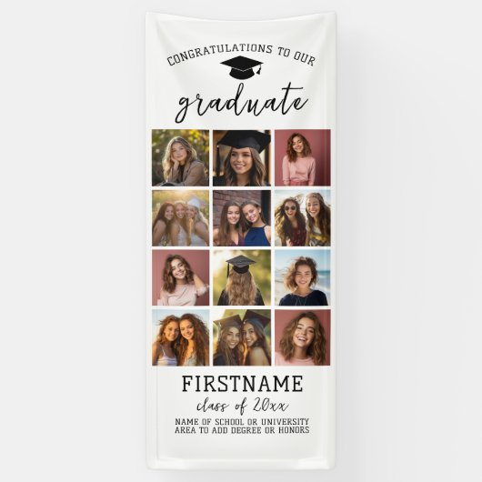 12 foto collage afstuderen modern minimalistisch w spandoek (Verticaal)