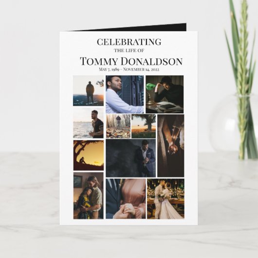 12 Foto Collage Begrafenis Kaart (Voorkant)