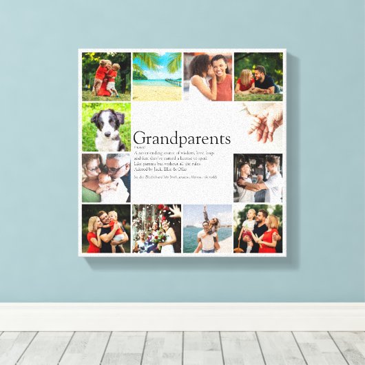 12 Foto Collage Best Grandouders Definition Canvas Afdruk (Insitu (Houten vloer))