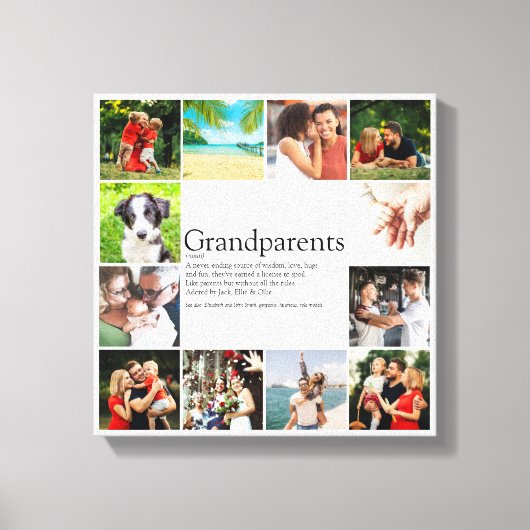 12 Foto Collage Best Grandouders Definition Canvas Afdruk (Voorkant)