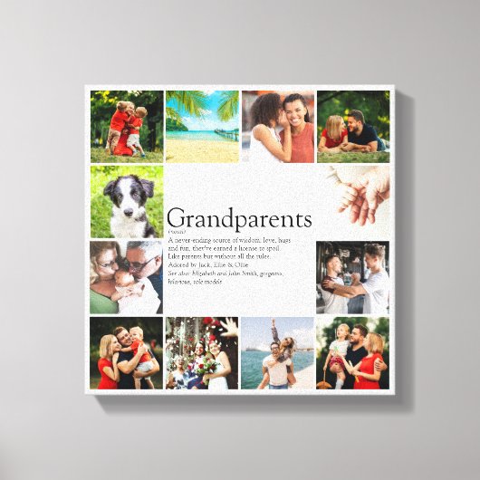 12 Foto Collage Beste Grootouders Definitie Canvas Afdruk (Voorkant)