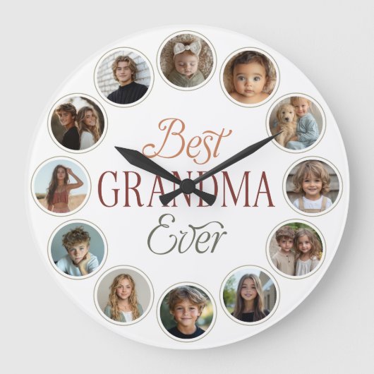 12 Foto Collage Beste Oma Ooit Grote Klok (Voorkant)
