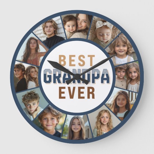 12 Foto Collage Beste Opa Ooit Grote Klok (Voorkant)