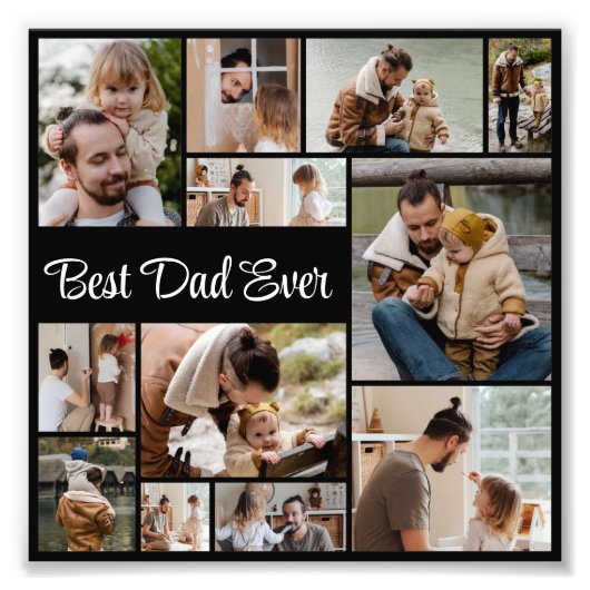 12 Foto Collage Beste Papa Ooit Foto Vergroting Afdruk (Voorkant)