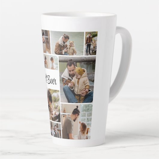 12 Foto Collage Beste vader ooit Latte Mok (Rechterhoek)