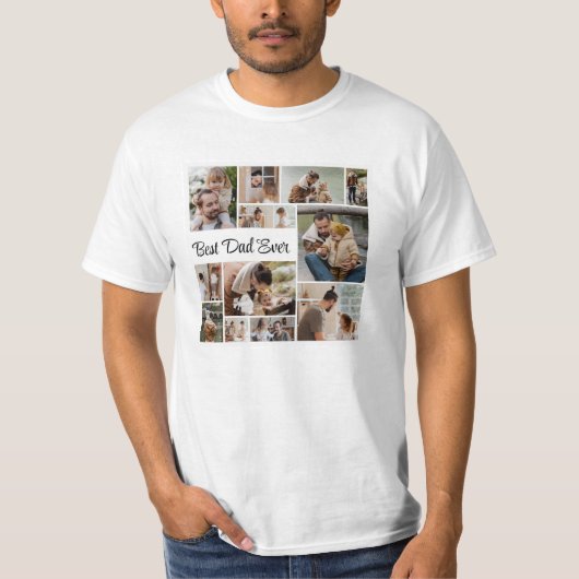 12 Foto Collage Beste vader ooit Mannen Waarde T-shirt (Voorkant)