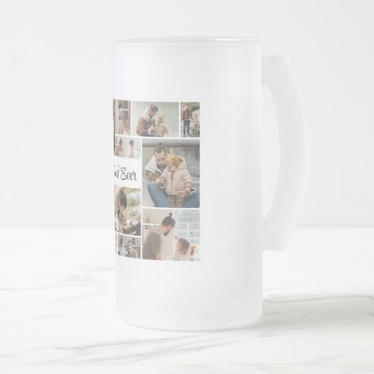 12 Foto Collage Beste vader ooit Matglas Bierpul (Voorkant rechts)