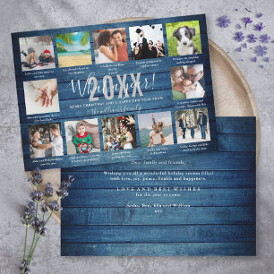 12 foto-collage bijschriften Wat een jaar Blauwe H Feestdagenkaart