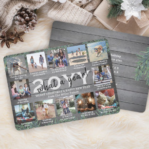 12 Foto Collage & Bijschriften Wat een Jaar Grenen Feestdagenkaart