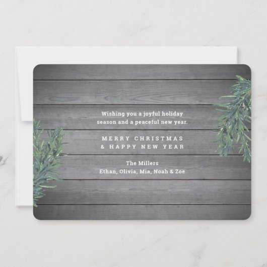 12 Foto Collage & Bijschriften Wat een Jaar Grenen Feestdagenkaart (Achterkant)