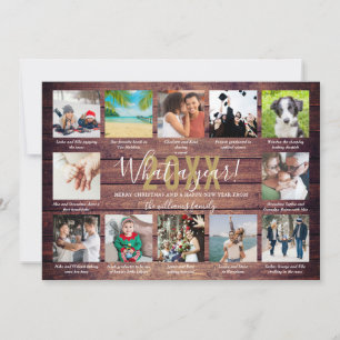 12 foto-collage bijschriften Wat een jaar Rustiek  Feestdagenkaart