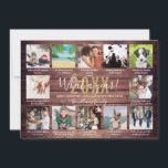 12 foto-collage bijschriften Wat een jaar Rustieke Feestdagenkaart<br><div class="desc">Personaliseer met je 12 favoriete foto's, bijschriften en namen om een onvergetelijke, leuke kerstkaart te maken. Ontworpen door Thisisnotme©</div>