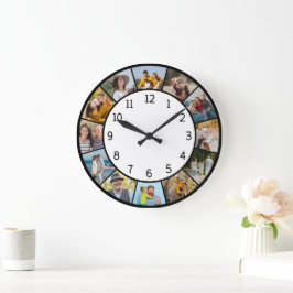 12 Foto Collage Black & White Family & Friends Grote Klok