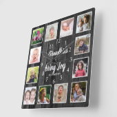 12 Foto Collage Black Wood Grandchildren Quote Vierkante Klok (Hoek)