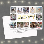 12 Foto Collage & Captions White, wat een jaar! Folie Feestdagenkaart<br><div class="desc">Wat een jaar om te herinneren! Verstuur stijlvolle, vrolijke groeten en deel 12 van je favoriete afbeeldingen met een speciale 5x7 fotocollage Gold folie-vakantiekaart. De tekst op deze sjabloon is eenvoudig te personaliseren om het even welke tekst zoals Zure Kerstmis, Prettige feestdagen, Zegengroeten, de Kaas van het Nieuwe Jaren, enz....</div>
