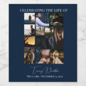 12 Foto Collage Celebrating Life Funeral Wijn Etiket (Enkel label)