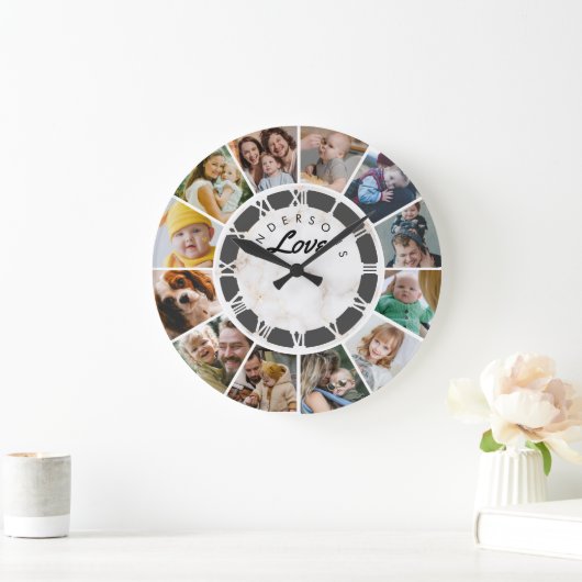 12 Foto Collage Custom Family Love Grote Klok (Huis)