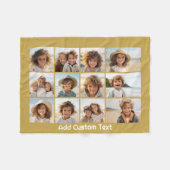 12 Foto Collage en Gold Background Text Fleece Deken (Voorkant (Horizontaal))