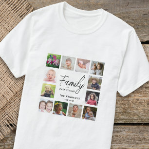 12 foto collage familie is alles Quote naam T-shirt