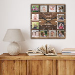 12 foto collage familie is voor altijd rustiek hou vierkante klok<br><div class="desc">Creëer je eigen foto-collage muurklok met 12 van je favoriete afbeeldingen. De foto-lijst klok helpt je je speciale momenten te koesteren en maakt ook een doordacht geschenk voor ouders, grootouders en vrienden. De gepersonaliseerde familieklok maakt het een perfect geschenk voor alle gelegenheden. Personaliseer met familienaam en vastgestelde datum. Het citaat...</div>