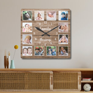 12 Foto Collage Familie Liefde Zegeningen Citaat H Vierkante Klok