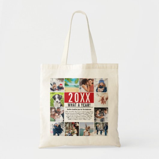 12 Foto Collage Familie Modern Jaaroverzicht Tote Bag (Voorkant)