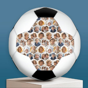 12 foto collage - funky zeshoek honingraat patroon voetbal