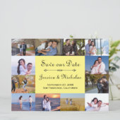 12 foto collage geel - 6x8 Save the Date (Staand voorkant)