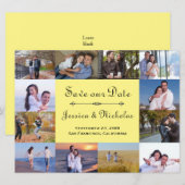 12 foto collage geel - 6x8 Save the Date (Voorkant / Achterkant)