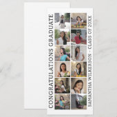 12 Foto Collage Gefeliciteerd Afgestudeerde Aankondiging (Voorkant / Achterkant)