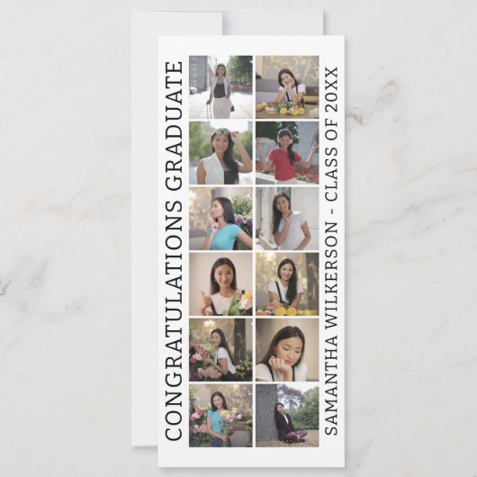 12 Foto Collage Gefeliciteerd Afgestudeerde Aankondiging (Voorkant)