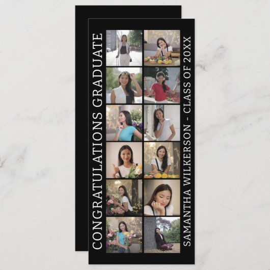 12 Foto Collage Gefeliciteerd Afstuderen Aankondiging (Voorkant / Achterkant)