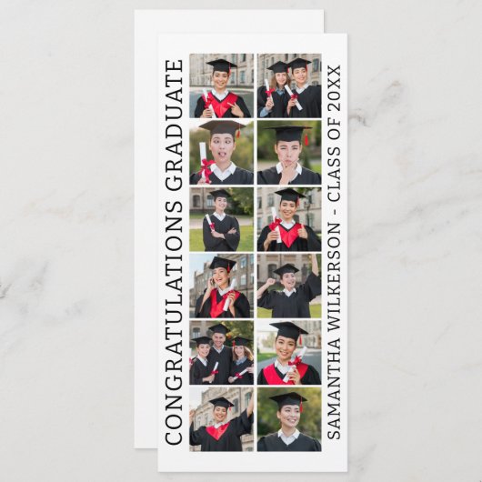 12 Foto Collage Gefeliciteerd Afstuderen Kaart (Voorkant / Achterkant)