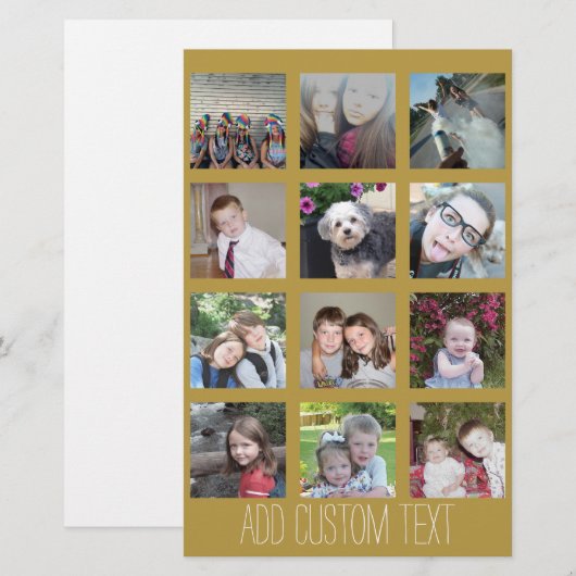 12 Foto collage - gouden achtergrond Vakantiedagen (Voorkant / Achterkant)