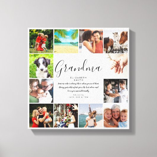 12 Foto Collage Grandma Quote Modern Script Canvas Afdruk (Voorkant)