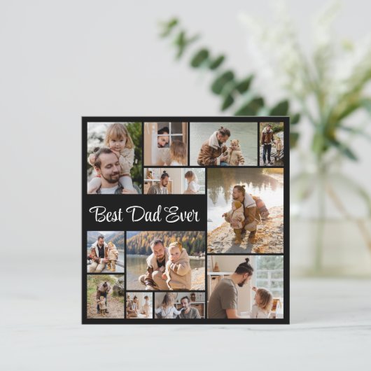 12 Foto Collage Happy Vaderdag Beste vader ooit Feestdagenkaart (Staand voorkant)