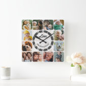 12 Foto Collage Houten Familie Liefde Vierkant Wan Vierkante Klok (Huis)