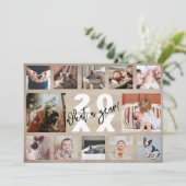 12 Foto Collage Jaar in Review Rustiek Pijnhout Feestdagenkaart (Staand voorkant)