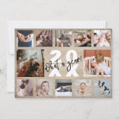 12 Foto Collage Jaaroverzicht Rustic Grenen Hout Feestdagenkaart (Voorkant)