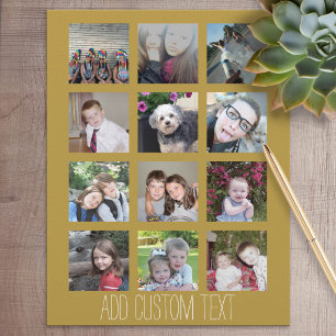 12 Foto Collage - Kerstkaart met gouden achtergron
