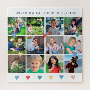 12 foto collage LIEFDE voor BESTE PAPA marineblauw Legpuzzel
