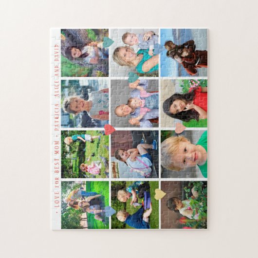 12 foto collage LOVE voor BEST MOM rood manuscript Legpuzzel (Verticaal)
