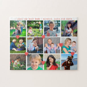 12 foto collage LOVE voor BEST MOM rood manuscript Legpuzzel